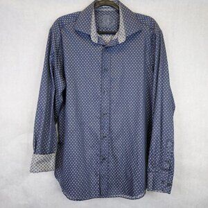 Bugatchi Button-Up Shirt Men S Shaped-Fit Long Sleeve Geometric Flip Cuff Cotton
